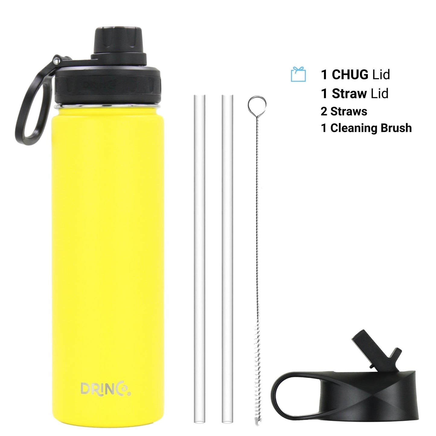 DRINCO® 22oz Stainless Steel Sport Water Bottle - Illuminating Yellow