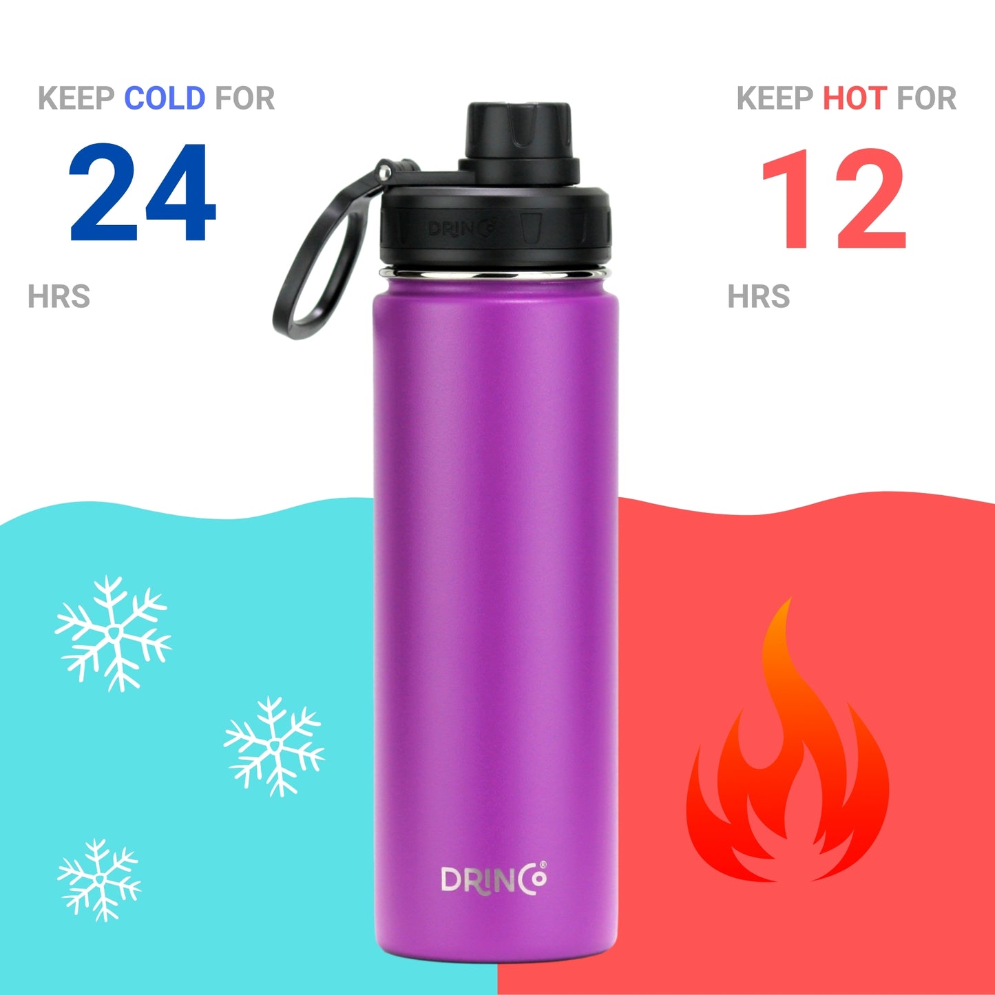 DRINCO® 22oz Stainless Steel Sport Water Bottle - Deep Purple